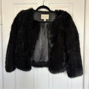 Banana Republic Faux Fur Jacket, Black, XS